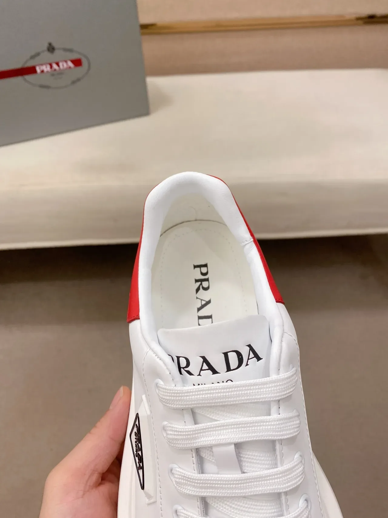 Prada Cloudbust White and Red Lifestyle Sneakers 3
