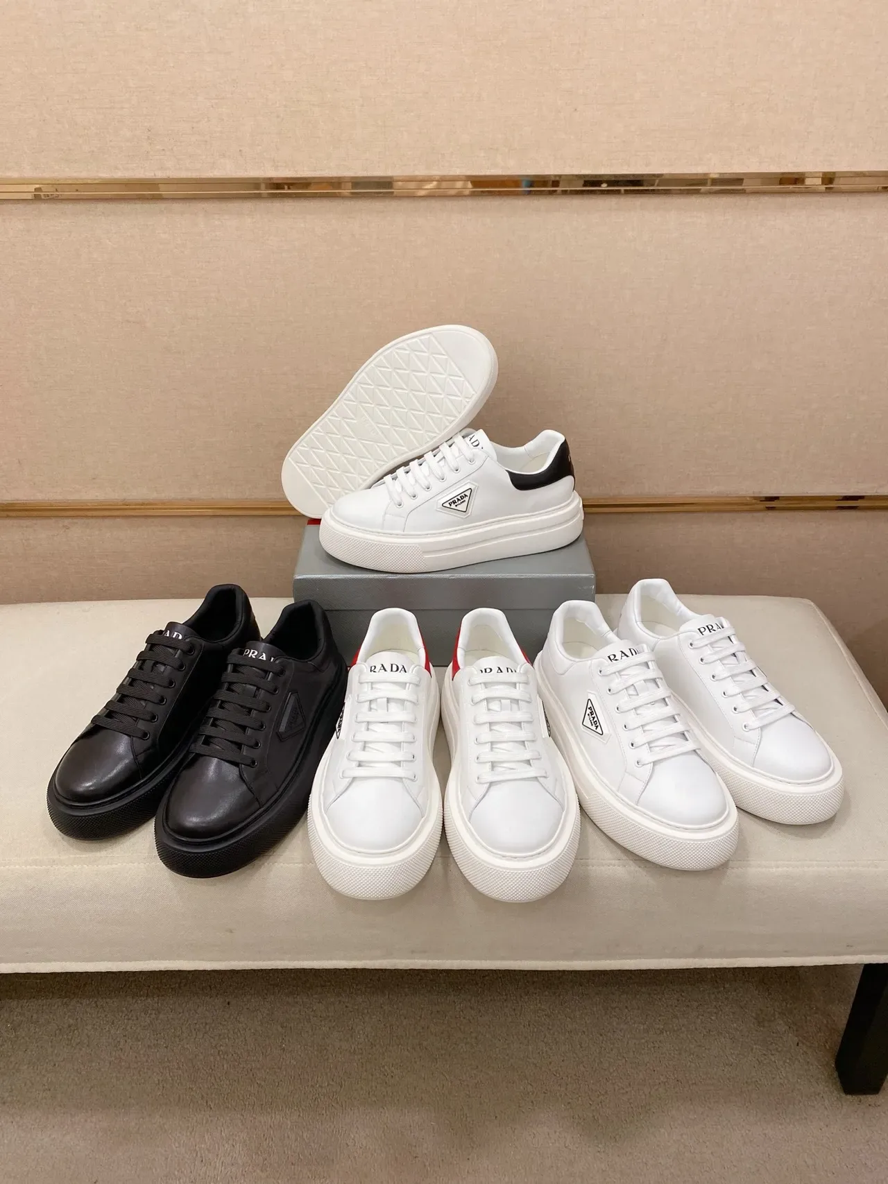 Prada Cloudbust White and Red Lifestyle Sneakers 5