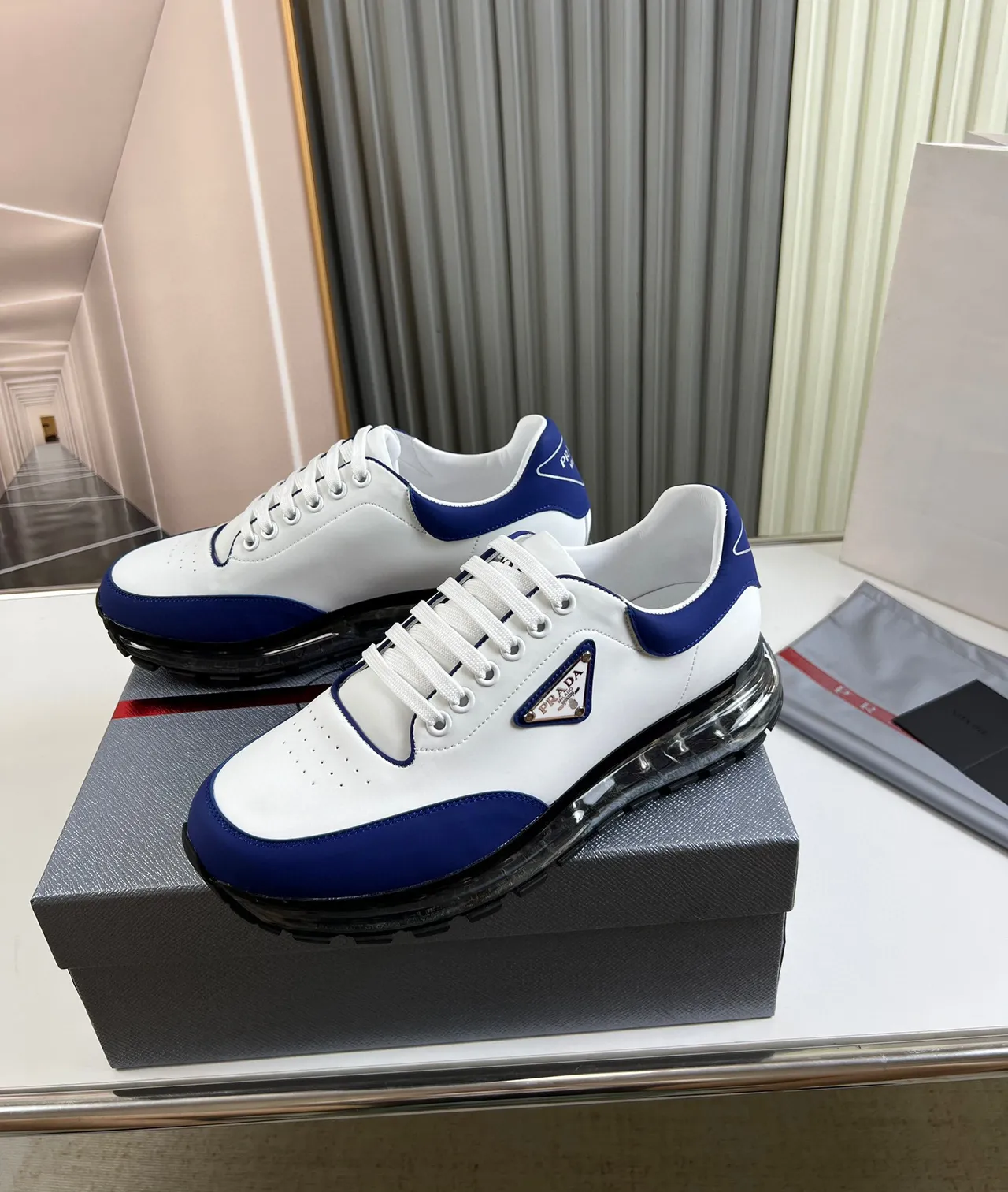 Prada Cloudbust White and Royal Blue Lifestyle Sneakers 8