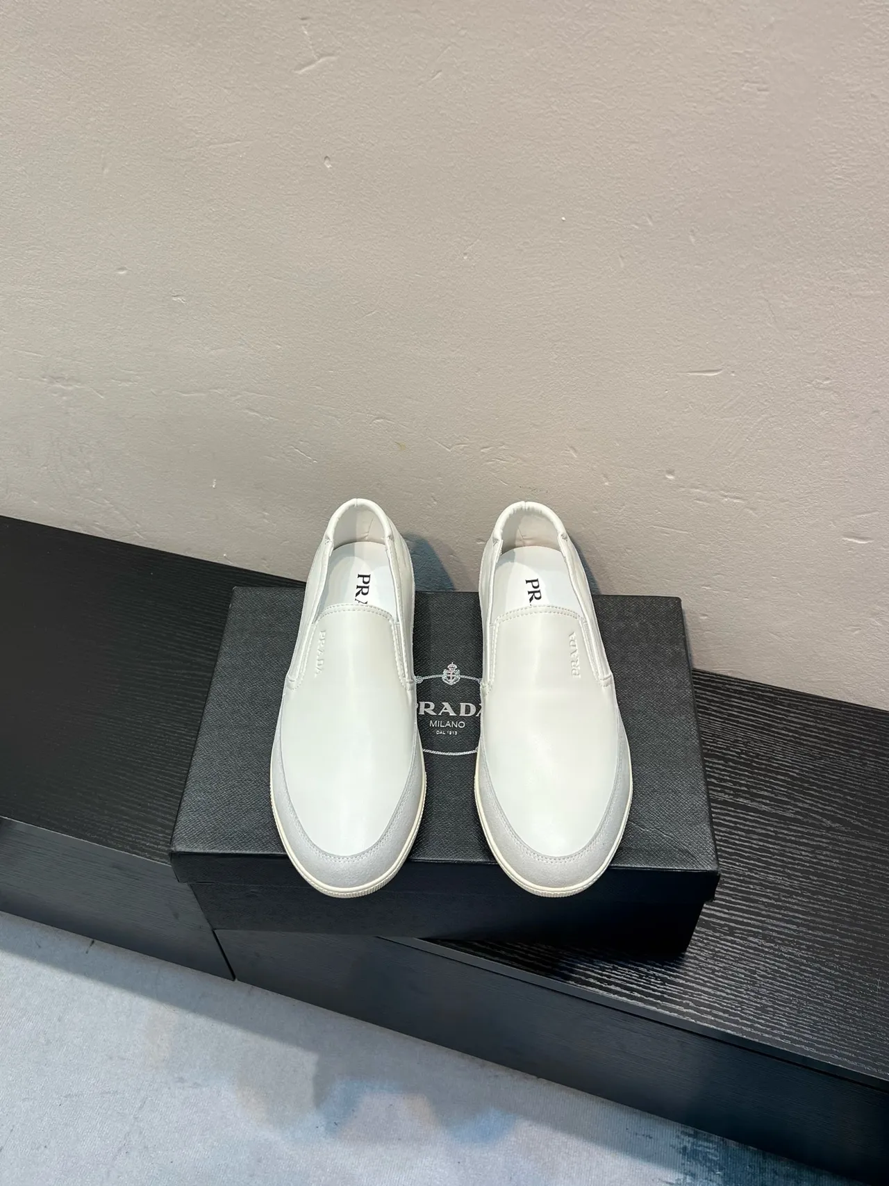 Prada Cloudbust White Beige Slip-On Smooth Leather Upper Loafer 2