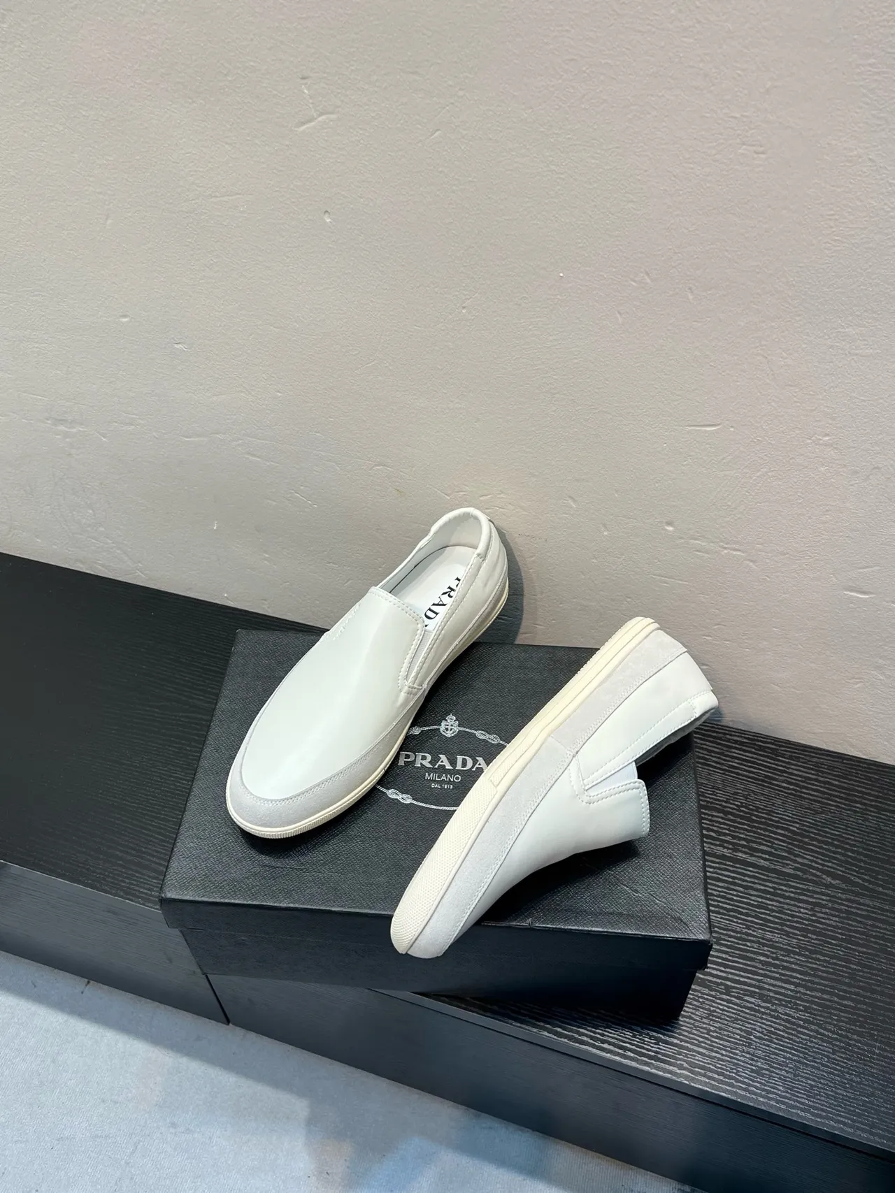 Prada Cloudbust White Beige Slip-On Smooth Leather Upper Loafer 3