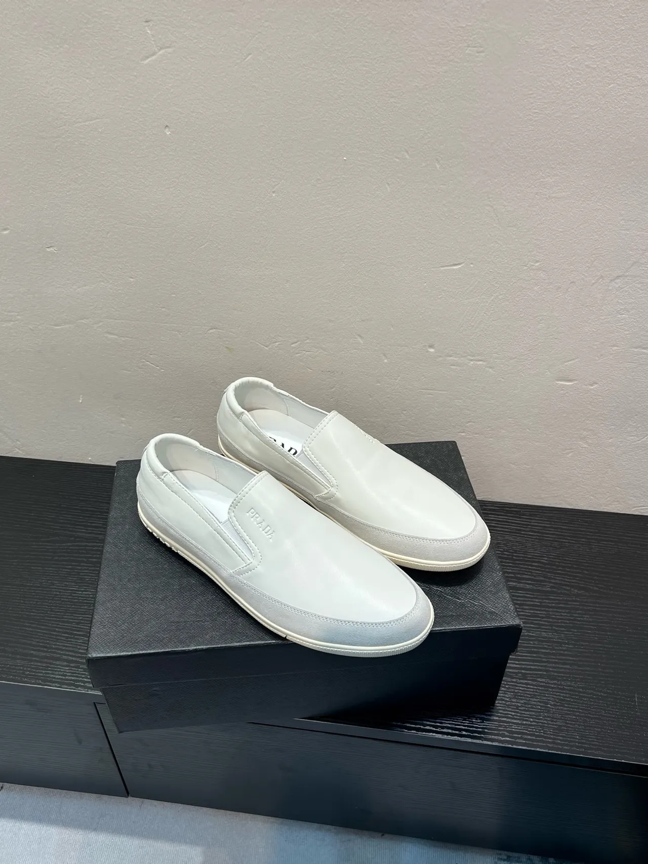 Prada Cloudbust White Beige Slip-On Smooth Leather Upper Loafer 4