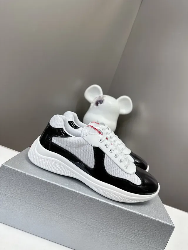 Prada Cloudbust Chaussures Lifestyle Blancs Noirs Upper Textile Patent Toe Cap 2