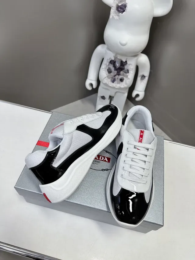 Prada Cloudbust Chaussures Lifestyle Blancs Noirs Upper Textile Patent Toe Cap 5