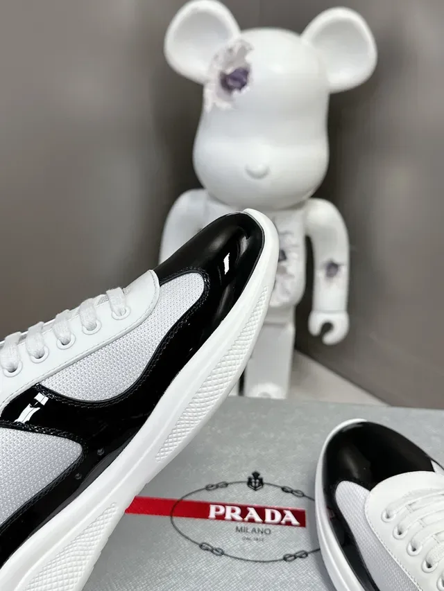 Prada Cloudbust Chaussures Lifestyle Blancs Noirs Upper Textile Patent Toe Cap 6