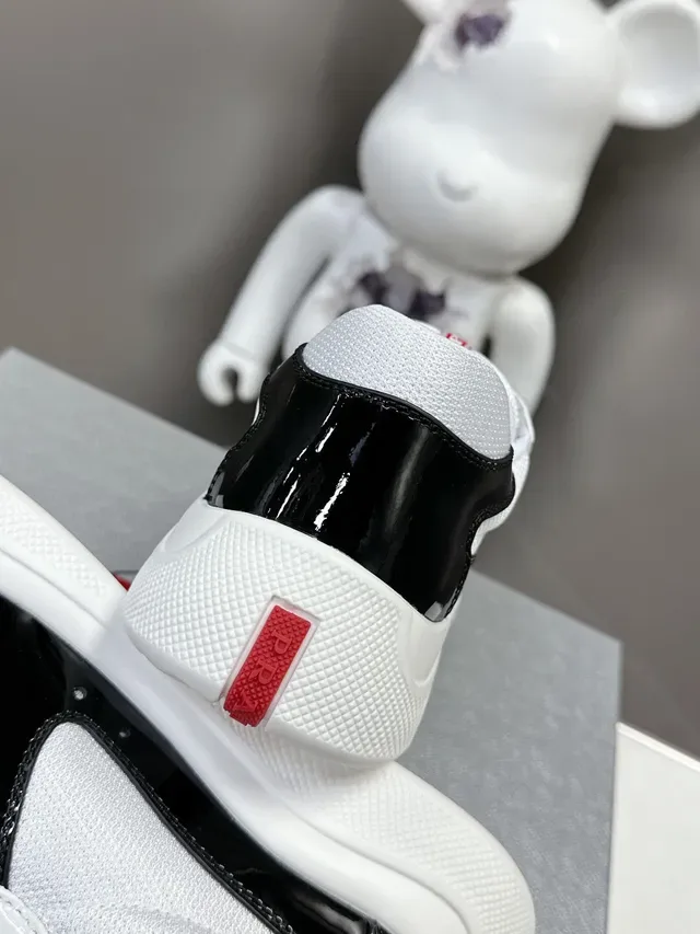 Prada Cloudbust Chaussures Lifestyle Blancs Noirs Upper Textile Patent Toe Cap 7