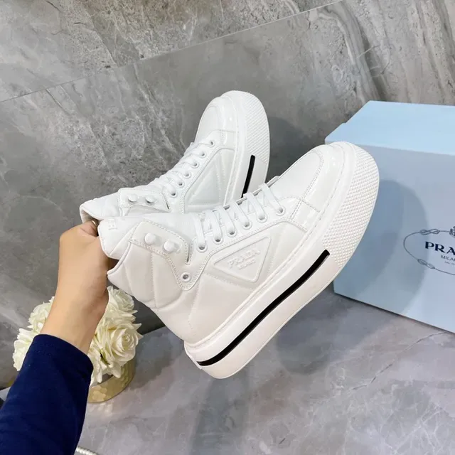 Prada Cloudbust White High-Top Platform Lifestyle Sneakers 3