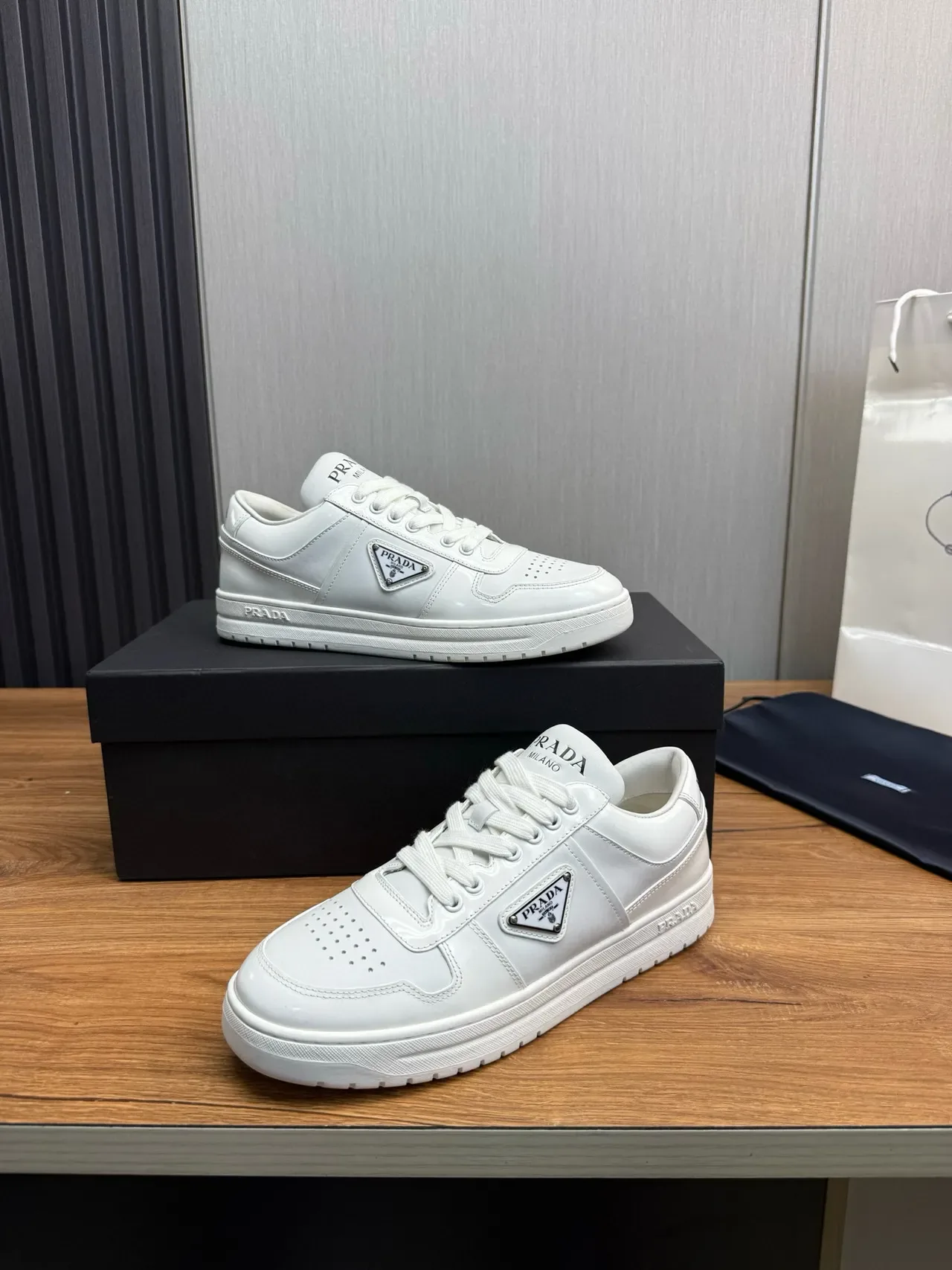 Prada Cloudbust White Silver Low-Top Leather-Like Smooth Upper Lifestyle Sneakers 4