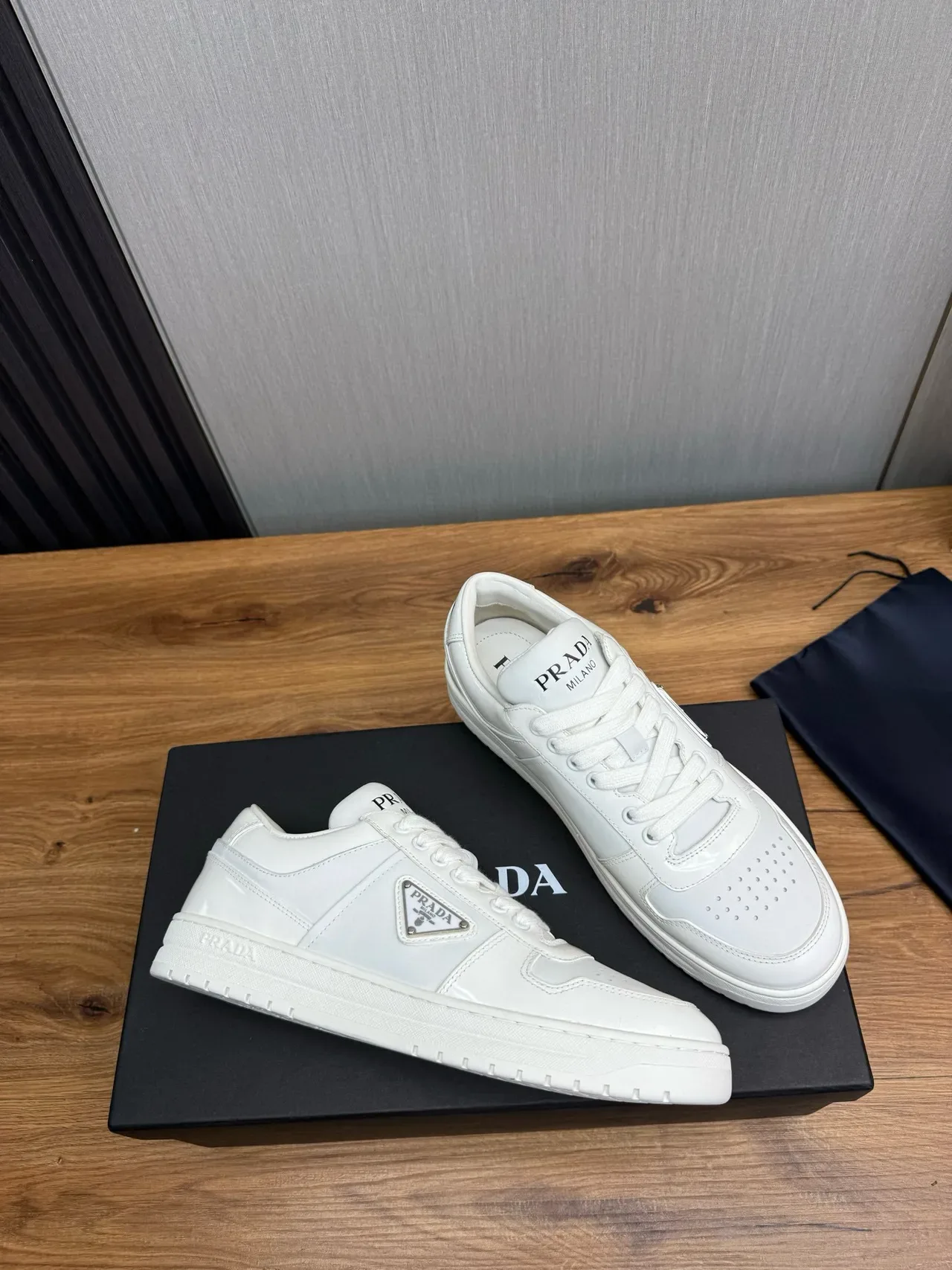 Prada Cloudbust White Silver Low-Top Leather-Like Smooth Upper Lifestyle Sneakers 6