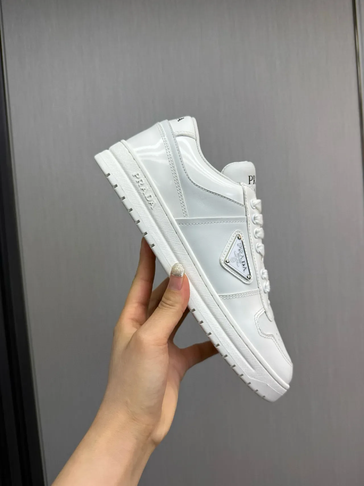 Prada Cloudbust White Silver Low-Top Leather-Like Smooth Upper Lifestyle Sneakers 7