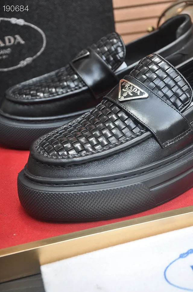 Prada Cloudbust Woven Leather Black Loafers 4