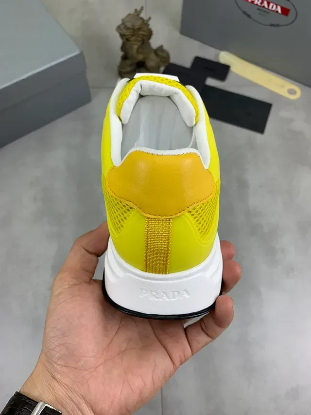 Prada Cloudbust Yellow White Mesh Upper Thick Midsole Lifestyle Sneakers 3