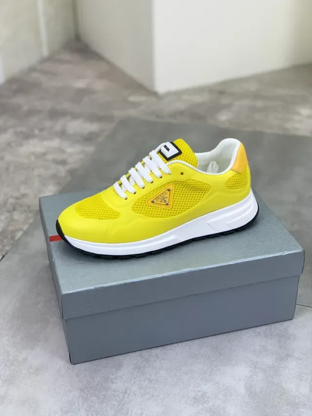 Prada Cloudbust Yellow White Mesh Upper Thick Midsole Lifestyle Sneakers 4