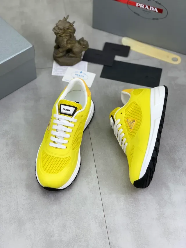 Prada Cloudbust Yellow White Mesh Upper Thick Midsole Lifestyle Sneakers 5