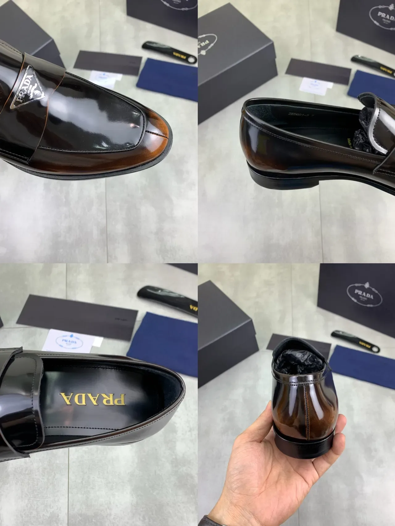 Prada Loafer Patent-and-Polished Two-Tone Square-Toe Loafers 2
