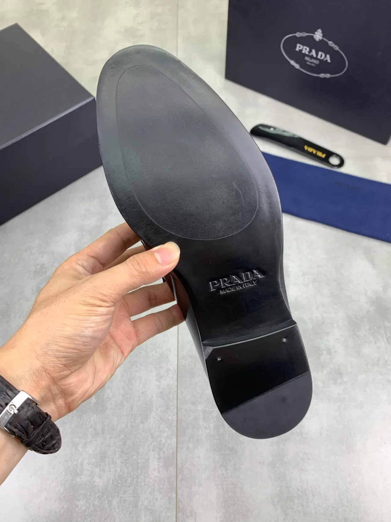 Prada Loafer Patent-and-Polished Two-Tone Square-Toe Loafers 3