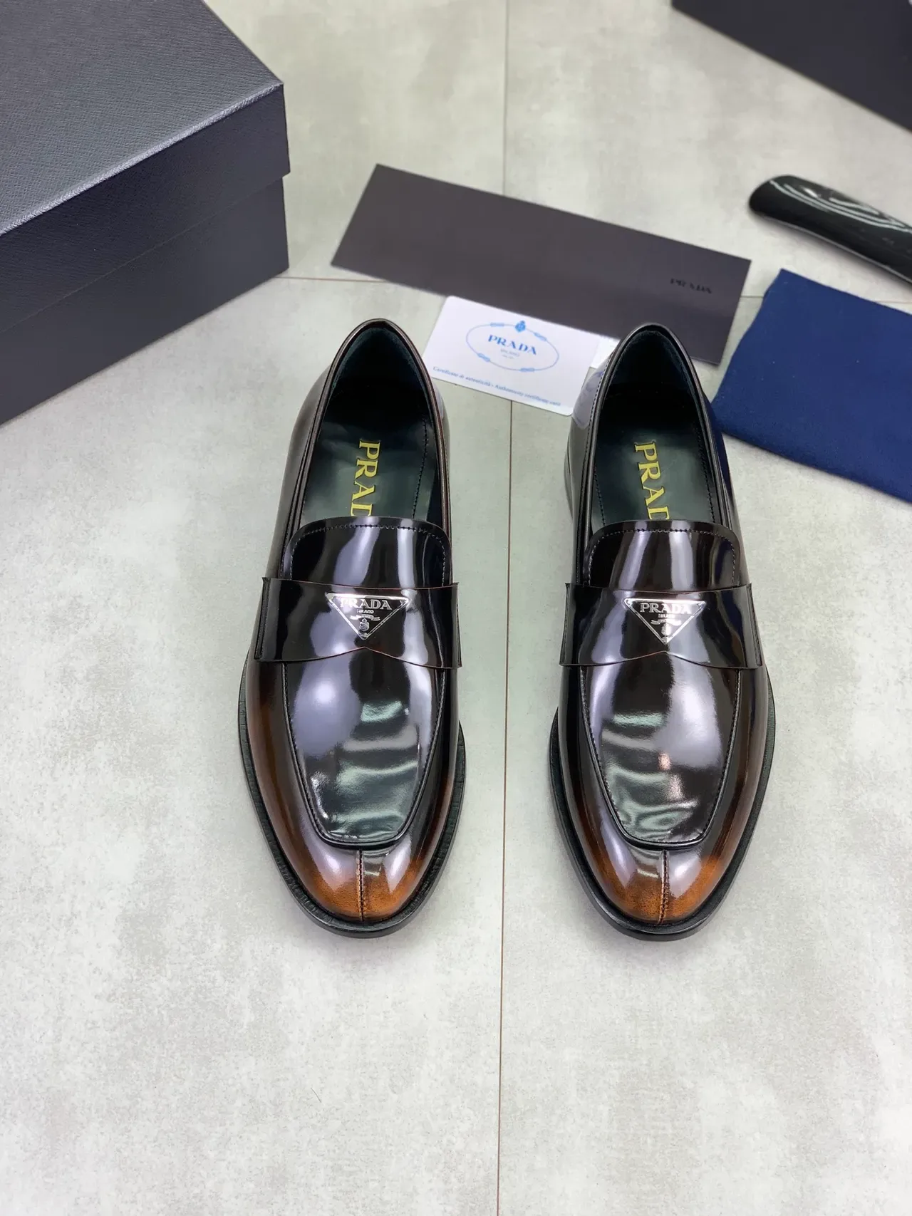 Prada Loafer Patent-and-Polished Two-Tone Square-Toe Loafers 5
