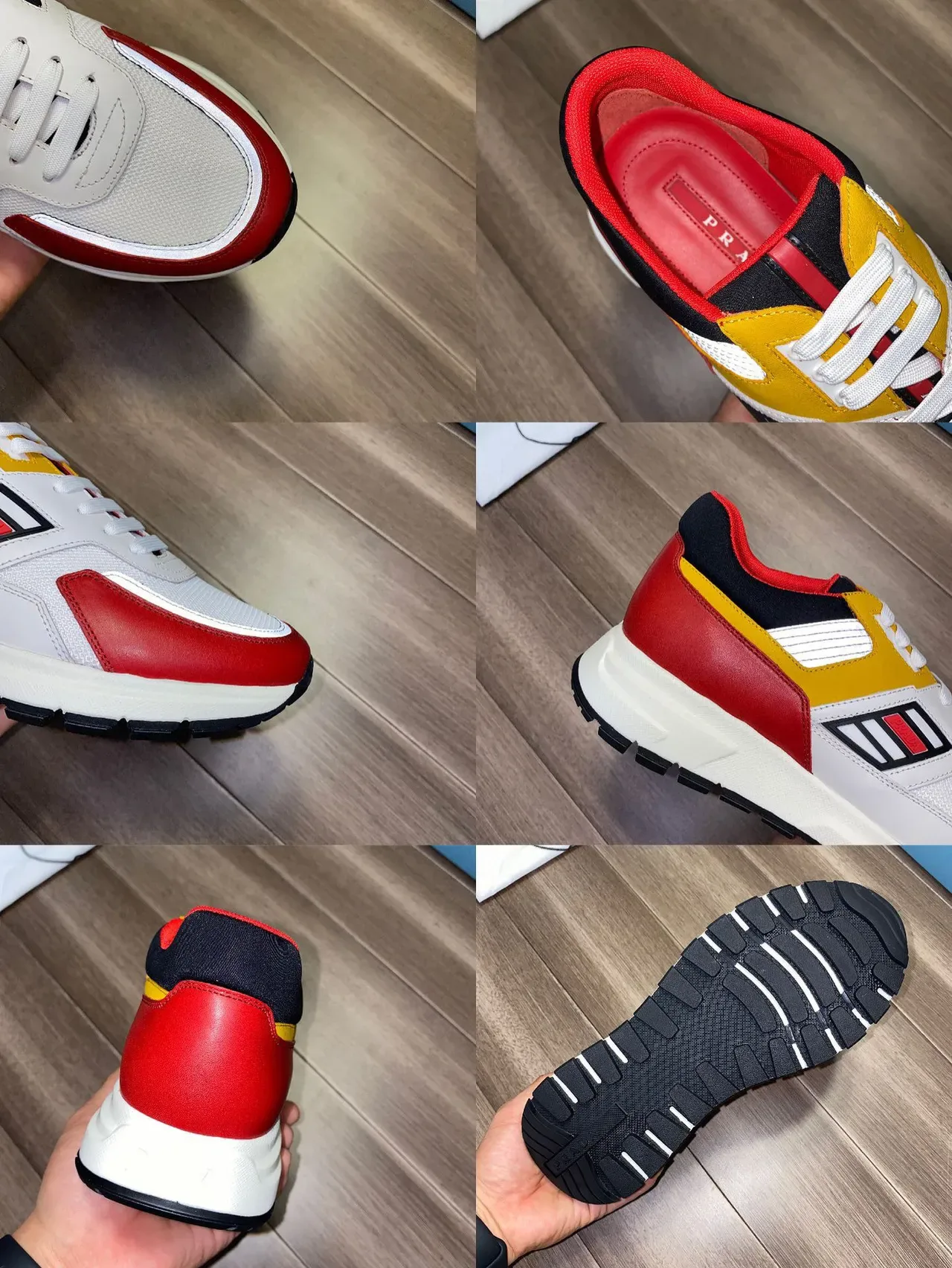 Prada Multi-Color Panelled Mesh and Leather Sneakers 2