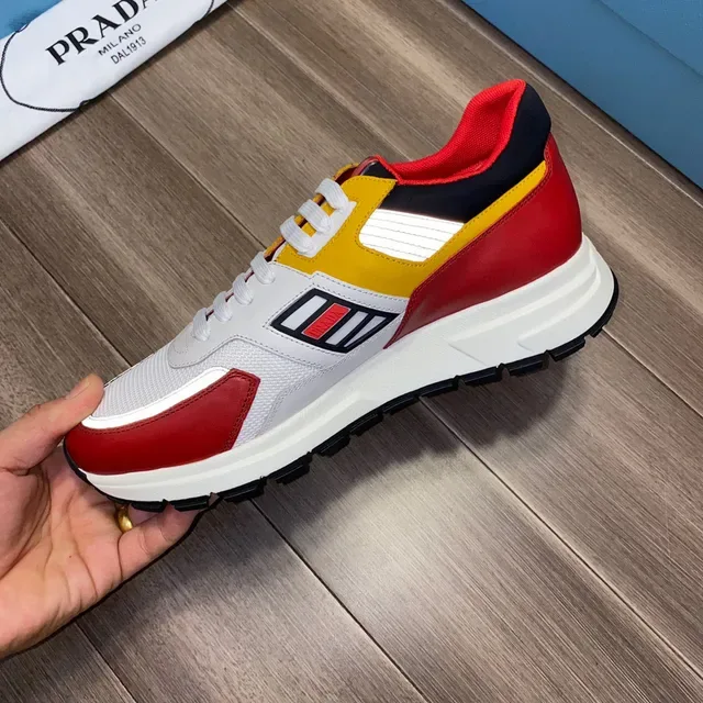 Prada Multi-Color Panelled Mesh and Leather Sneakers 3