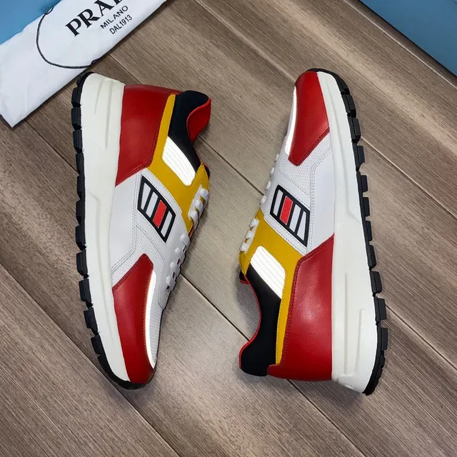 Prada Multi-Color Panelled Mesh and Leather Sneakers 5
