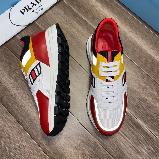 Prada Multi-Color Panelled Mesh and Leather Sneakers 6