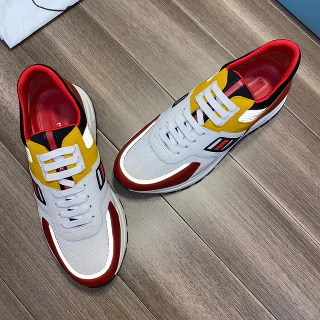 Prada Multi-Color Panelled Mesh and Leather Sneakers 9