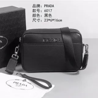 Prada Structured Pebbled Leather Black Crossbody Bag