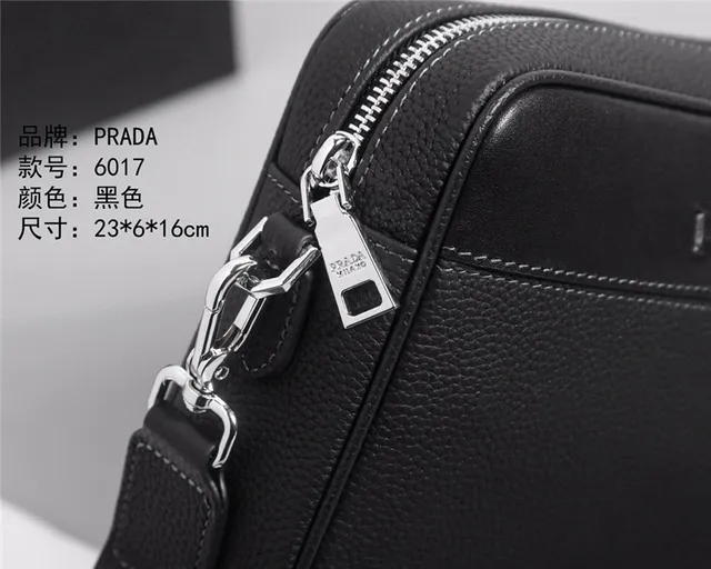 Prada Structured Pebbled Leather Black Crossbody Bag 4