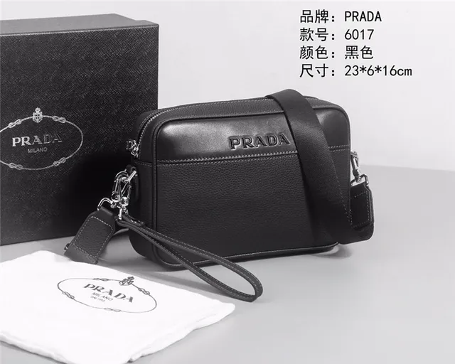Prada Structured Pebbled Leather Black Crossbody Bag 6