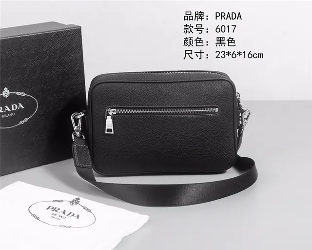 Prada Structured Pebbled Leather Black Crossbody Bag 7