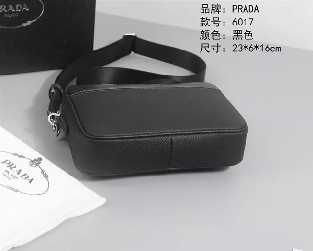 Prada Structured Pebbled Leather Black Crossbody Bag 9