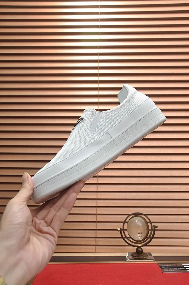 Prada White Black Slip-On Textured Fabric Upper Loafer 6