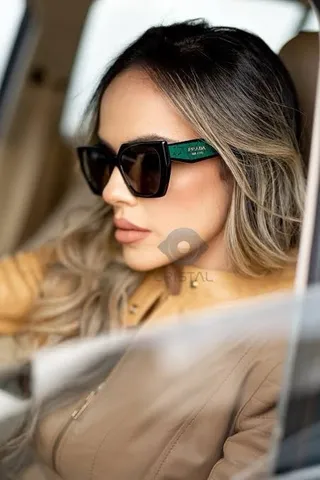 Prada White Brown Oversized Angular Sunglasses 7