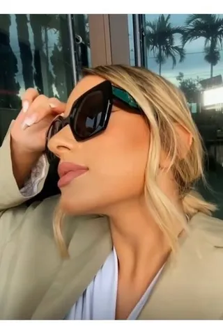 Prada White Brown Oversized Angular Sunglasses 9