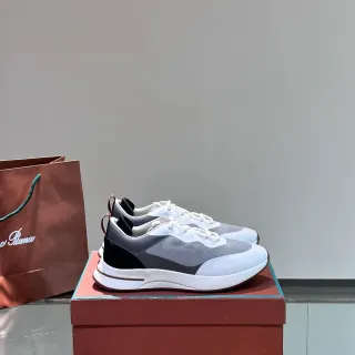 Prada أبيض رمادي شبكة متعددة الطبقات وتداخلات اصطناعية منتصف منحوت نمط حياة