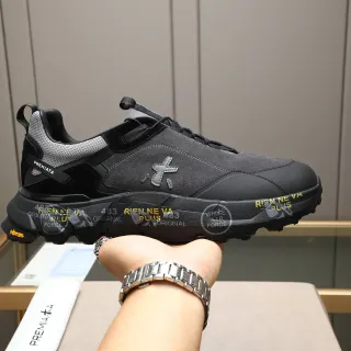 Premiata Black Gray Chunky Midsole Mixed Suede/mesh Upper Lifestyle Sneakers