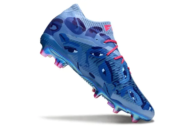 Puma Future Z Blue Pink Knit Upper Sock-Fit Collar Firm-Ground Soccer Shoes 2