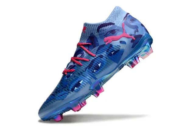 Puma Future Z Blue Pink Knit Upper Sock-Fit Collar Firm-Ground Soccer Shoes 3
