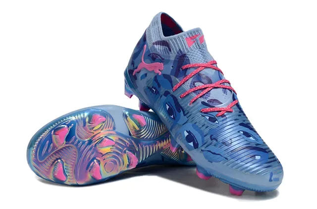 Puma Future Z Blue Pink Knit Upper Sock-Fit Collar Firm-Ground Soccer Shoes 4