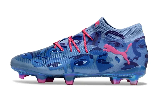 Puma Future Z Blue Pink Knit Upper Sock-Fit Collar Firm-Ground Soccer Shoes 7