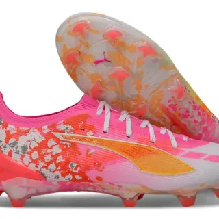Puma Future Z Soccer Cleats Neon Pink Orange Splatter Firm-Ground Soccer Shoes