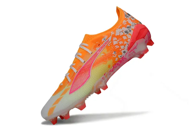 Puma Future Z Bottes de football à crampons Rose néon Orange éclaboussure Terrain ferme Chaussures de football 3