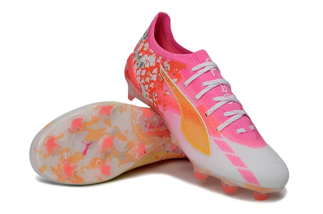 Puma Future Z Bottes de football à crampons Rose néon Orange éclaboussure Terrain ferme Chaussures de football 4