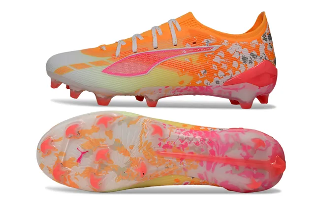 Puma Future Z Bottes de football à crampons Rose néon Orange éclaboussure Terrain ferme Chaussures de football 6