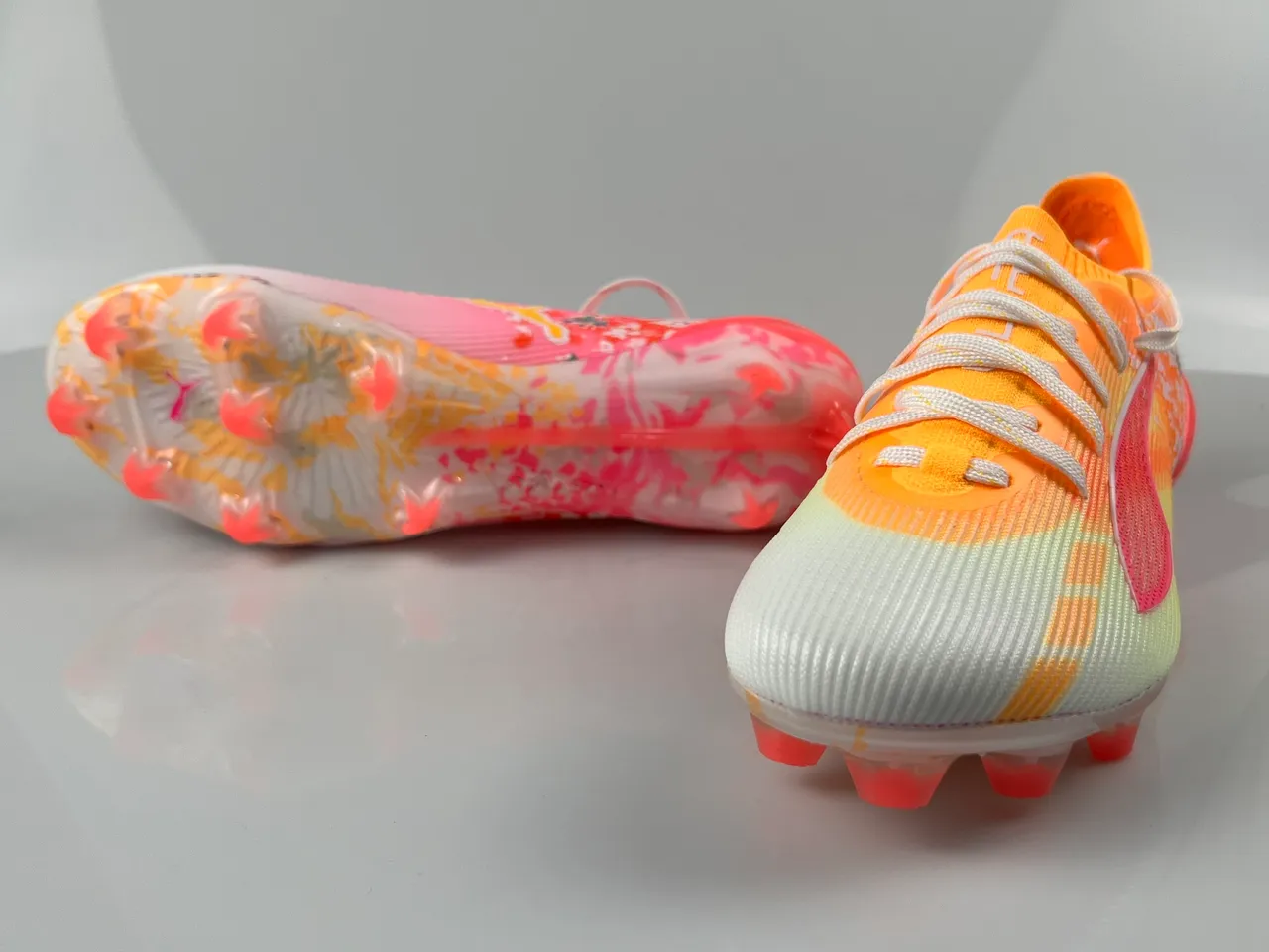 Puma Future Z Bottes de football à crampons Rose néon Orange éclaboussure Terrain ferme Chaussures de football 10