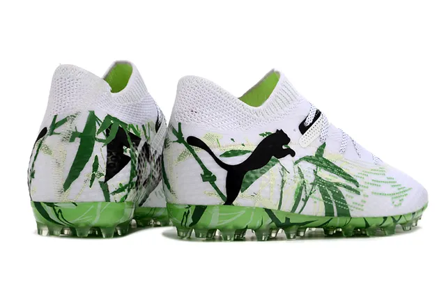 Puma Future Z Branco Verde malha Cano de meia Superior Gráfico Impressão de bambu Turf Sapatos de futebol 4