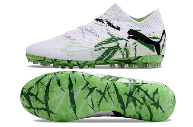 Puma Future Z Branco Verde malha Cano de meia Superior Gráfico Impressão de bambu Turf Sapatos de futebol 5