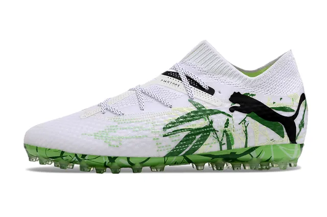 Puma Future Z Branco Verde malha Cano de meia Superior Gráfico Impressão de bambu Turf Sapatos de futebol 6