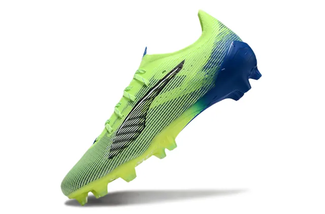 Puma Vert Bleu Haut Tricoté Lacets Asymétriques Terrain Ferme Chaussures de Football 3