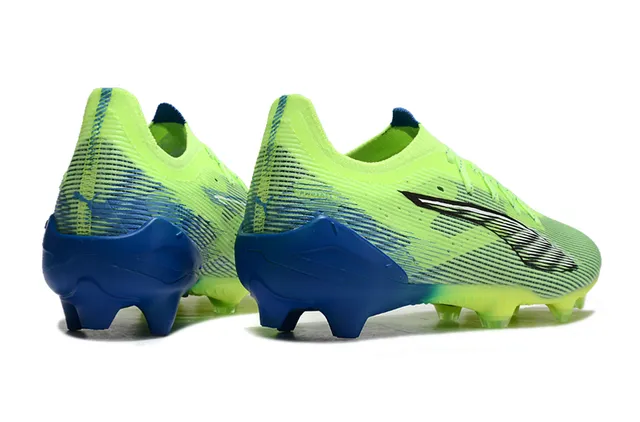 Puma Vert Bleu Haut Tricoté Lacets Asymétriques Terrain Ferme Chaussures de Football 5